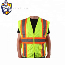 Manufactory Supply ANSI 2010 Standard American Safety Vest,Polyester Mesh and Zip Fasten, Six Pockets, Brand logo can be done